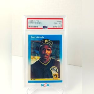 1987 Fleer Barry Bonds Rookie Card # 604 PSA 8 NM-MT - Pirates / Giants